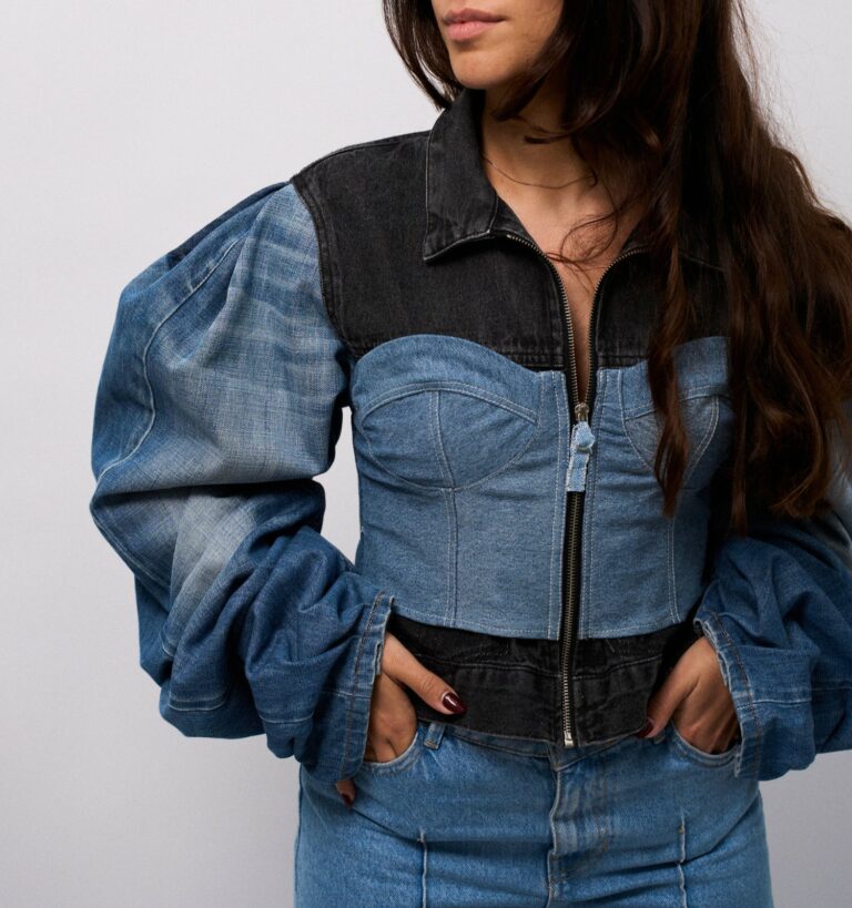 Veste denim bustier