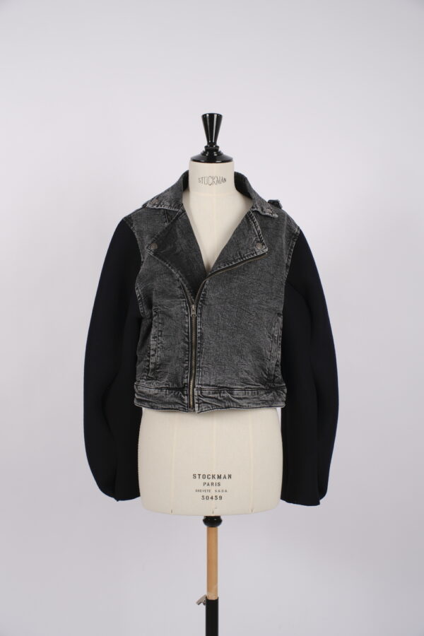 Veste biker denim noir
