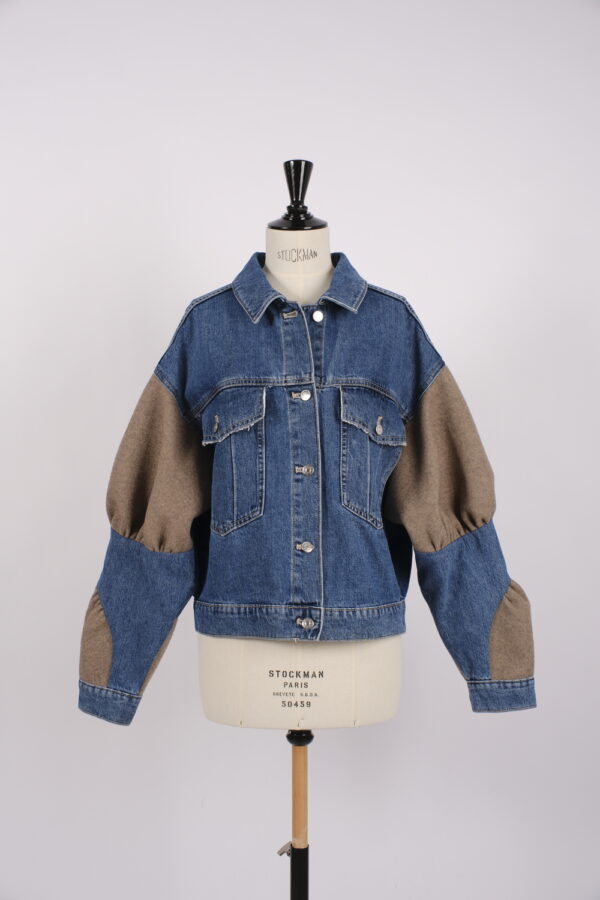 Veste denim bleu et laine-cachemire