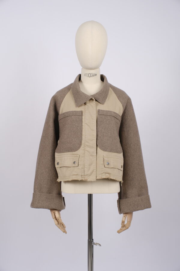 Veste bicolore en cachemire et coton