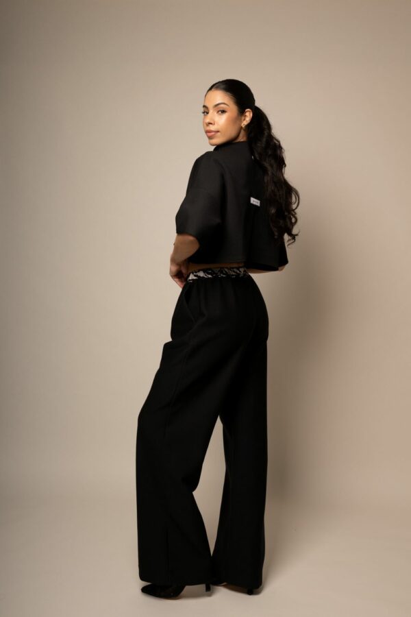 PANTALON LARGE TAILLE HAUTE NOIR – Image 4