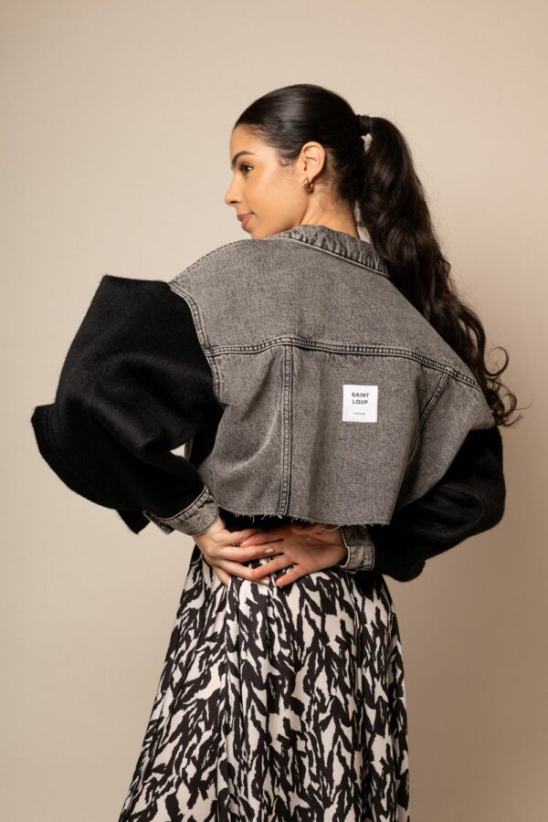 VESTE EN JEAN OVERSIZE BICOLORE – Image 2