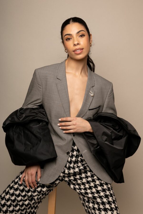 VESTE BLAZER OVERSIZE À MANCHES VOLUMINEUSES