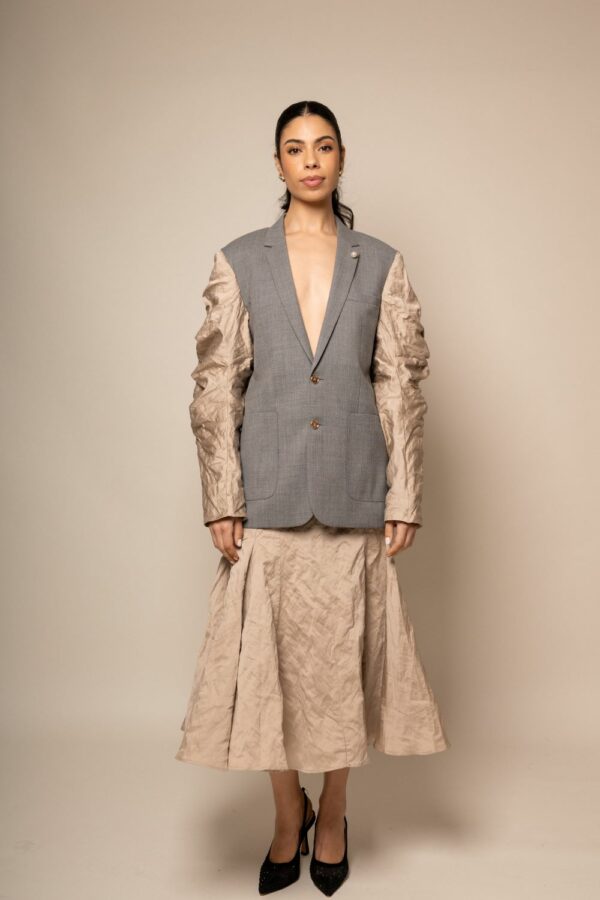 JUPE MI-LONGUE BEIGE – Image 4