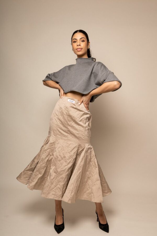 JUPE MI-LONGUE BEIGE