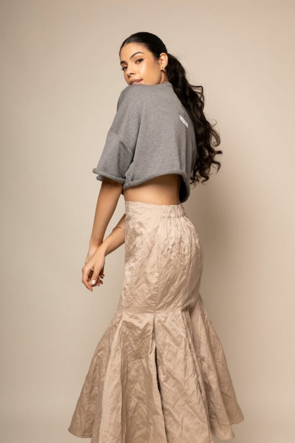 JUPE MI-LONGUE BEIGE – Image 2