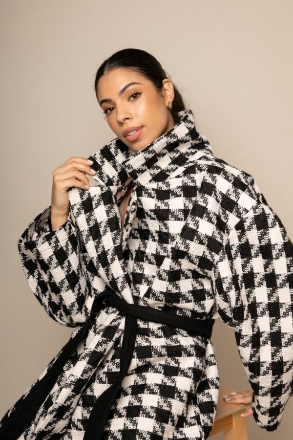 TRENCH PIED DE POULE NOIR & BLANC – Image 2