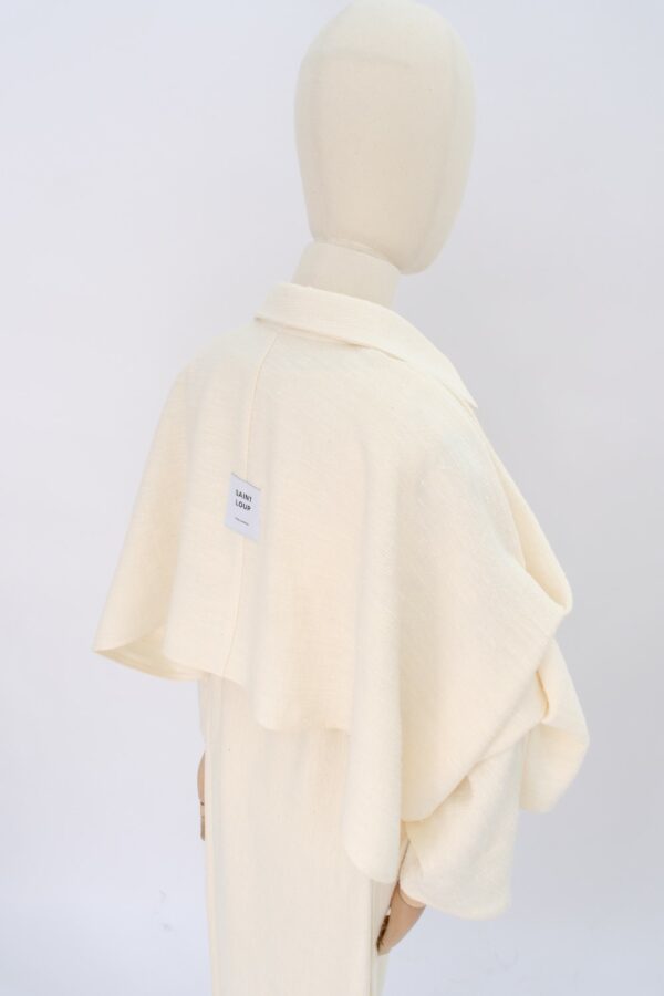 TOP/GILET COURT OVERSIZE EN TISSU TEXTURÉ – ÉCRU – Image 2