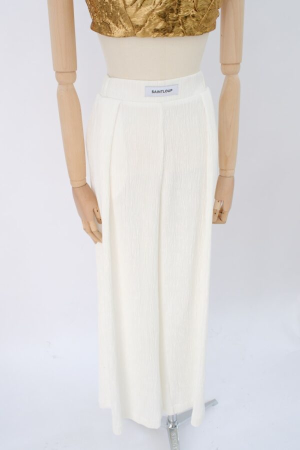 PANTALON LARGE PLISSÉ ÉCRU
