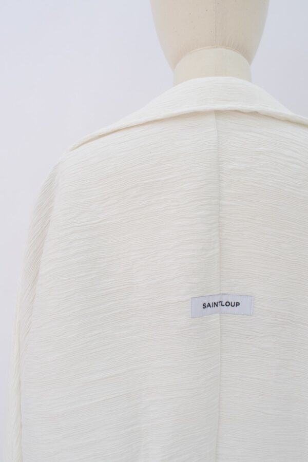 CHEMISE OVERSIZE EN TISSU PLISSÉ ÉCRU – Image 3