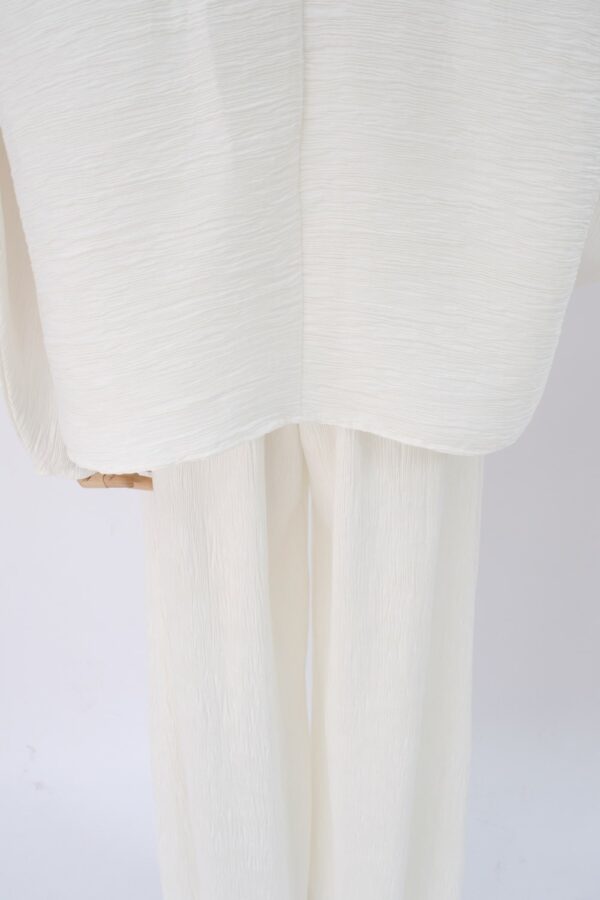 PANTALON LARGE PLISSÉ ÉCRU – Image 2