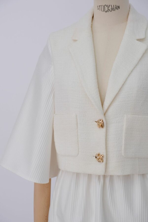 Veste Manches Texturées - Crème – Image 5