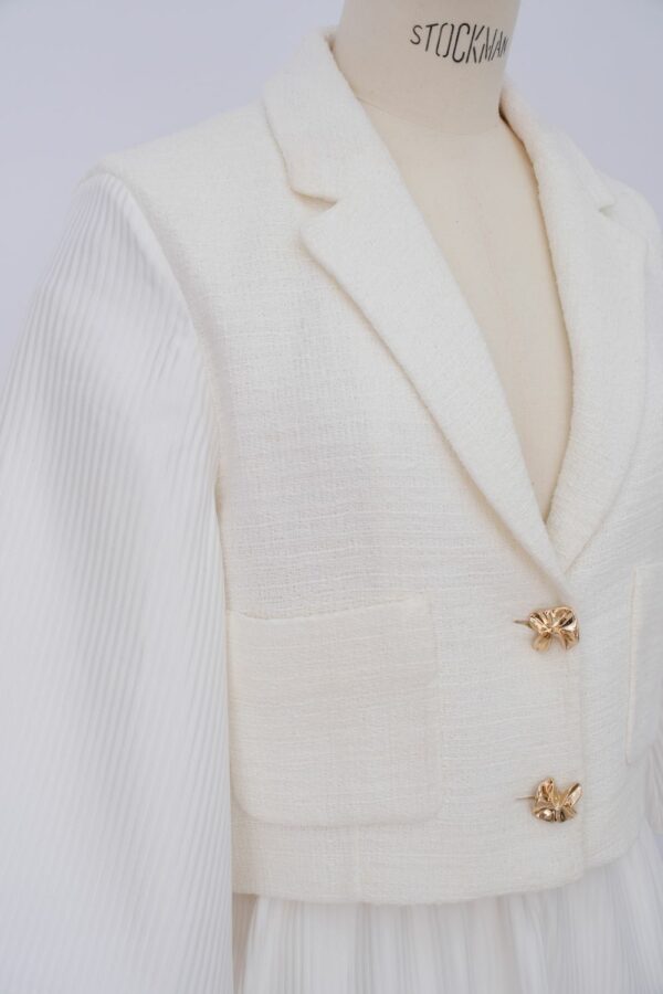 Veste Manches Texturées - Crème – Image 4