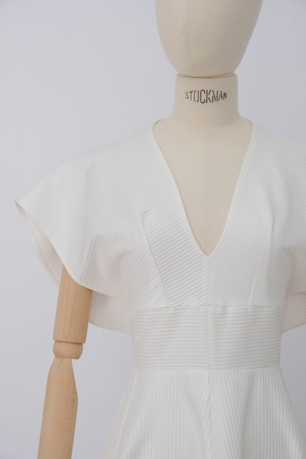 Robe Longue Texturée Dos Ouvert - Blanc – Image 4