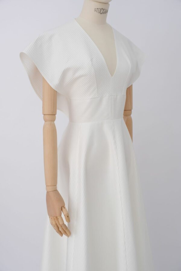 Robe Longue Texturée Dos Ouvert - Blanc – Image 5