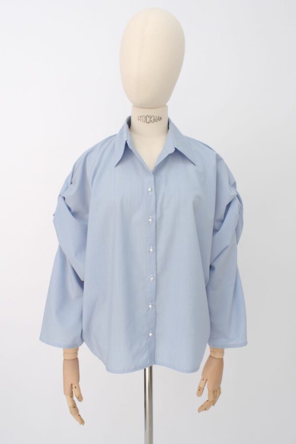 Chemise Oversize Rayée - Bleu Clair