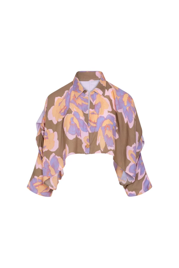 Chemise sculpturale imprimé floral pastel