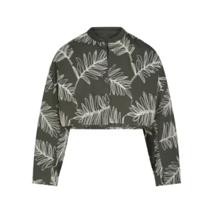 Chemise courte brodée motif feuillage raffiné