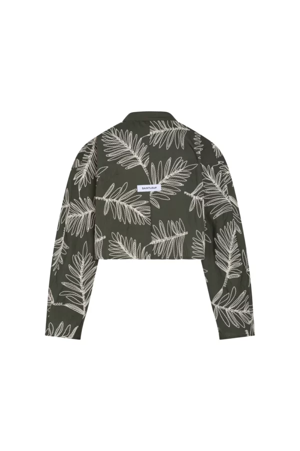 Chemise courte brodée motif feuillage raffiné – Image 2