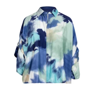 Chemise vaporeuse imprimé aquarelle marine