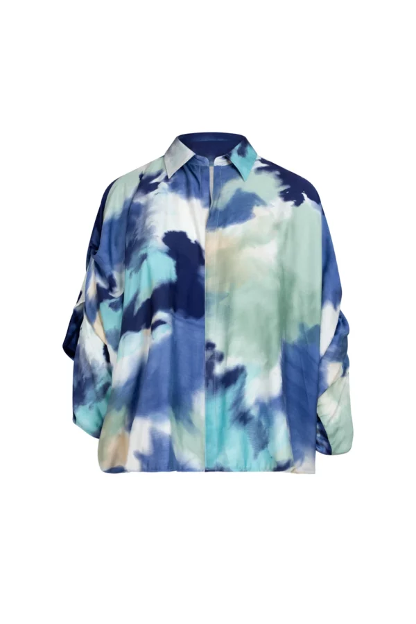 Chemise vaporeuse imprimé aquarelle marine