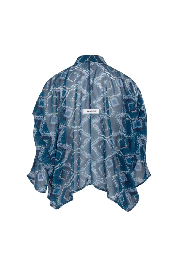 Chemise vaporeuse motif ikat bleu nuit – Image 2