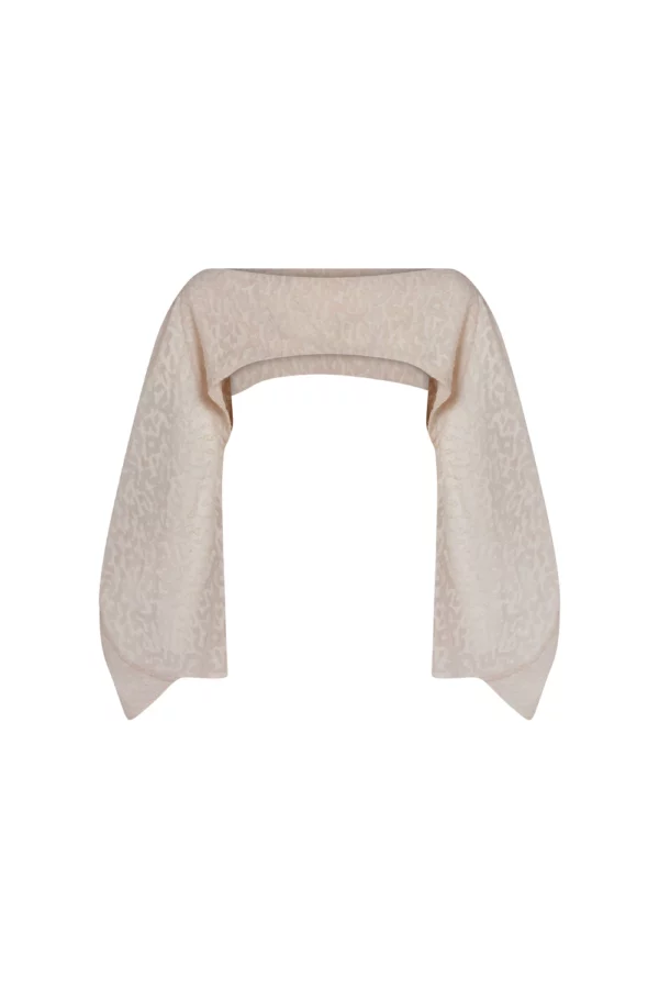 Manchette sculptée en voile jacquard beige