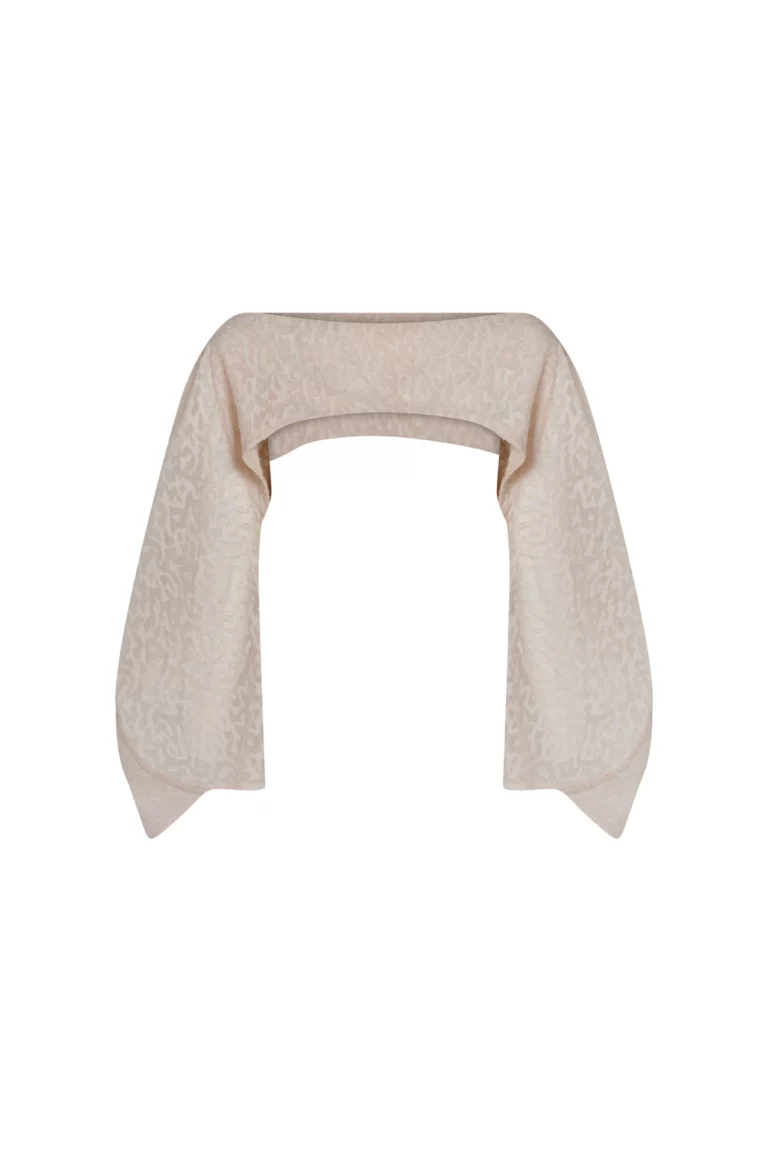 Manchette sculptée en voile jacquard beige
