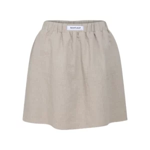 Jupe courte beige en lin coton texturé