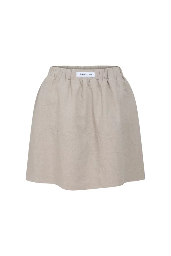 Jupe courte beige en lin coton texturé