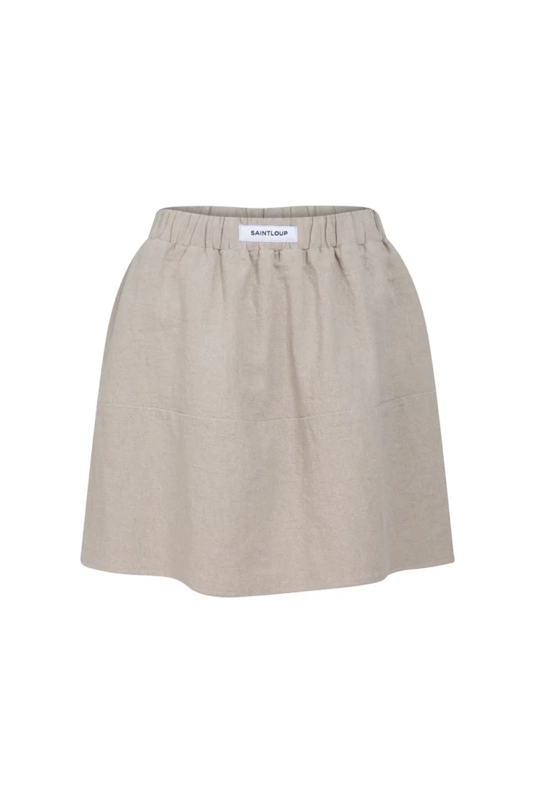 Jupe courte beige en lin coton texturé