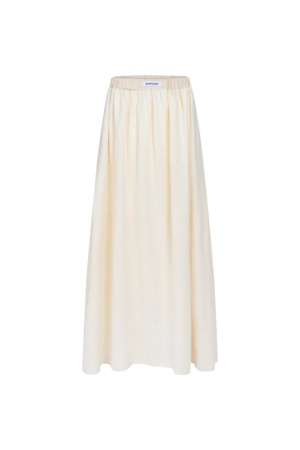 Jupe longue crème en tissu texturé