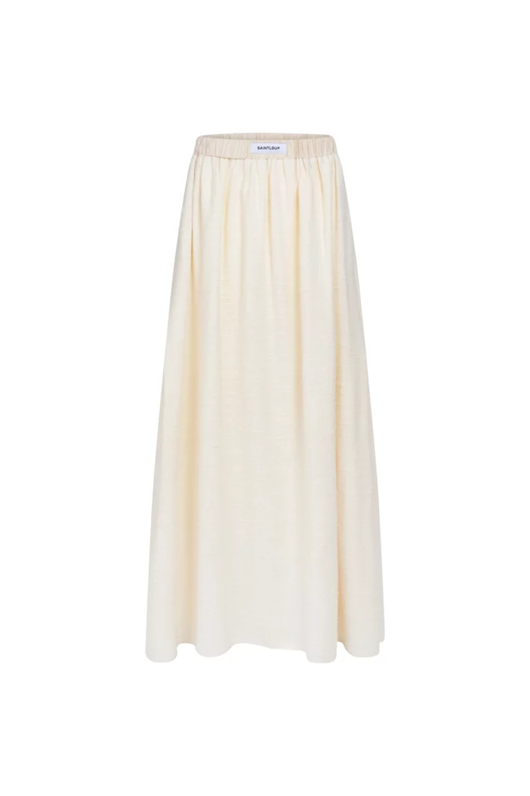 Jupe longue crème en tissu texturé
