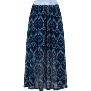 Jupe légère motif ikat bleu profond