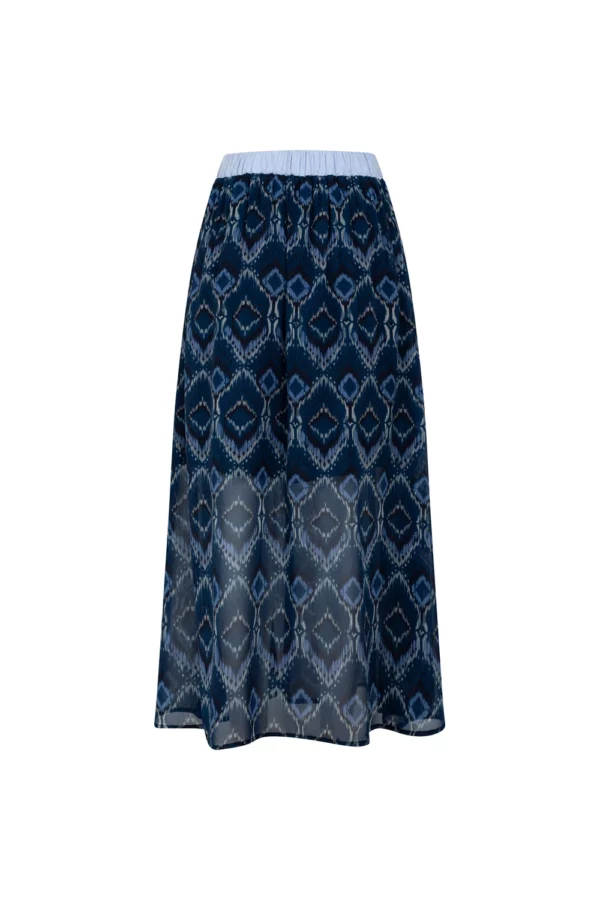 Jupe légère motif ikat bleu profond – Image 2