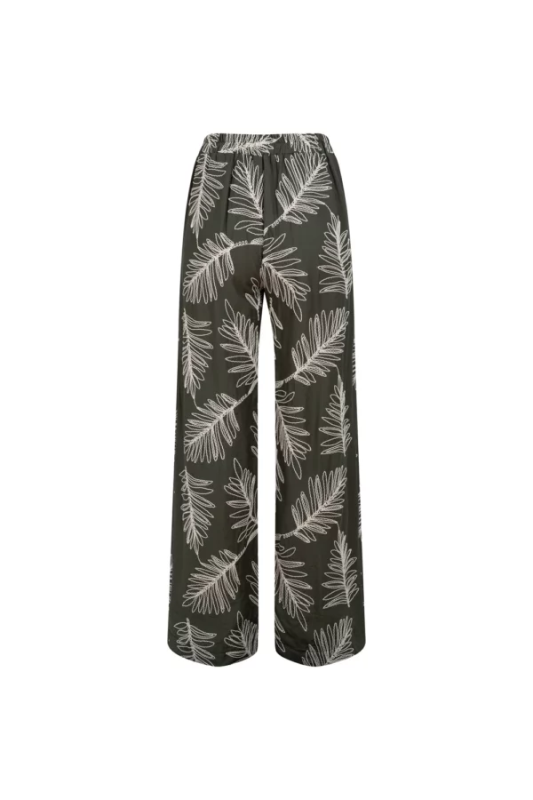 Pantalon fluide imprimé feuilles contrastées – Image 2