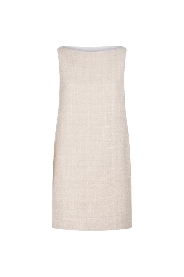 Robe courte col bateau en tweed