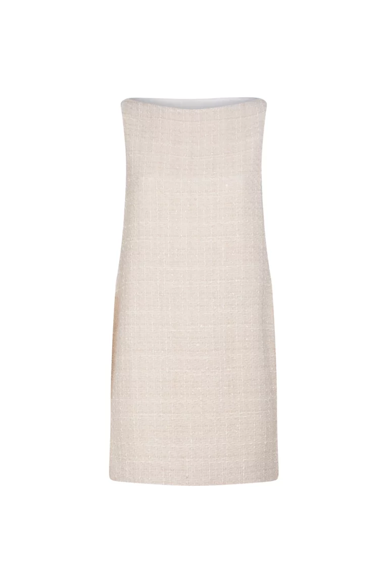Robe courte col bateau en tweed