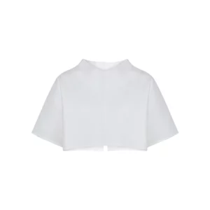 Top blanc texturé à boutons dorés