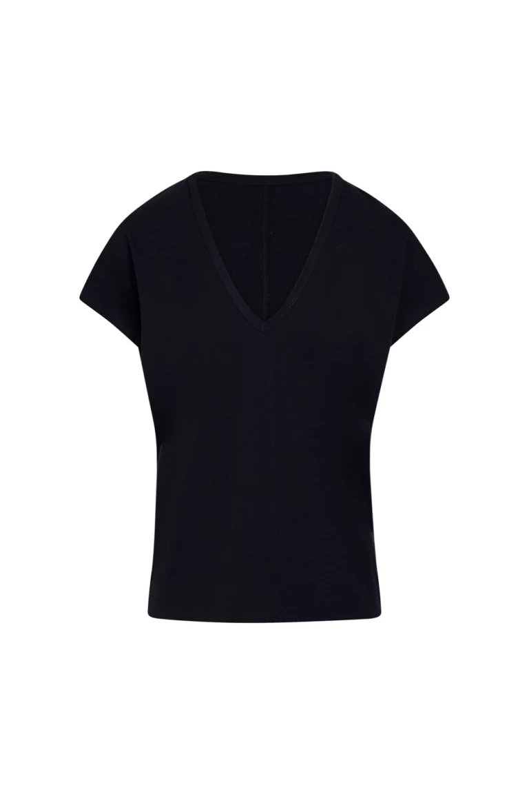 T-shirt col V noir minimaliste