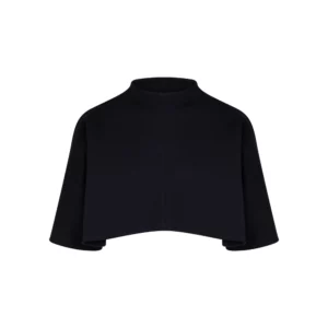 Top court en maille noire structurée