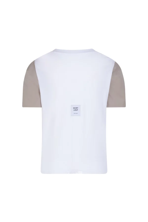 T-shirt bicolore manches contrastées taupe – Image 2
