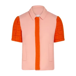 Veste rose élégante à manches texturées