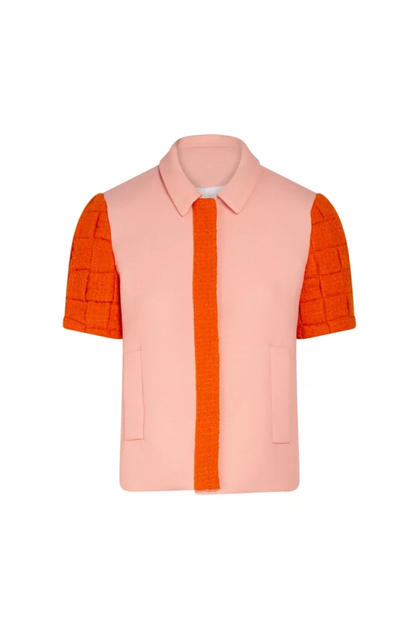Veste rose élégante à manches texturées