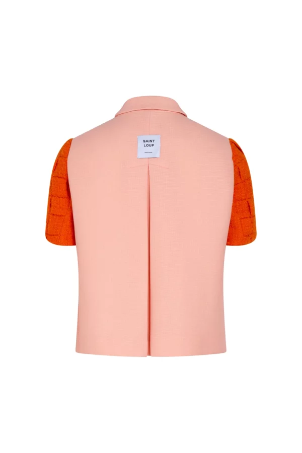 Veste rose élégante à manches texturées – Image 2