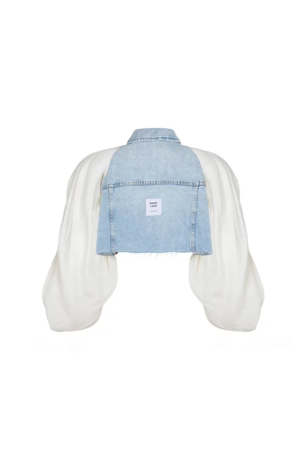 Veste cropped denim et manches volumineuses – Image 2