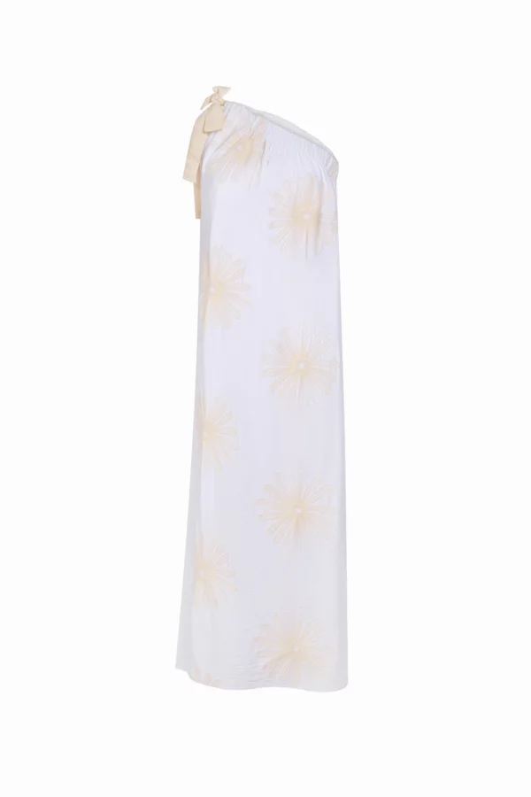 Robe longue en coton asymétrique