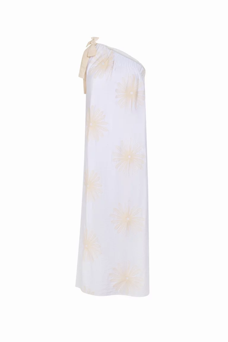 Robe longue en coton asymétrique