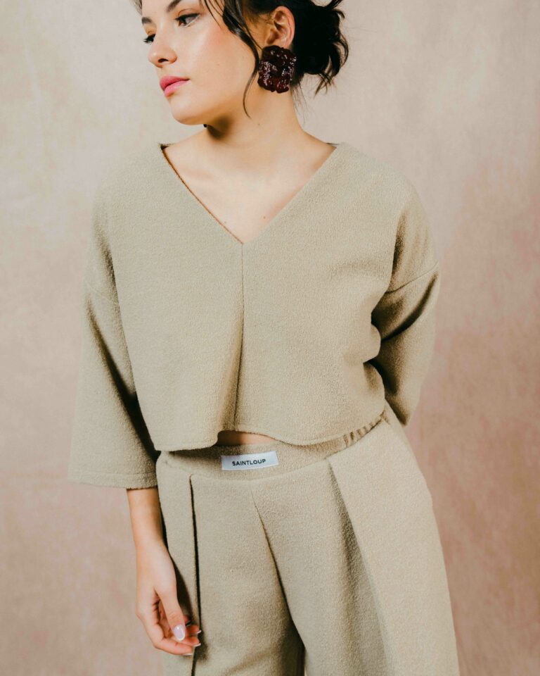 Top Col V Bouclé