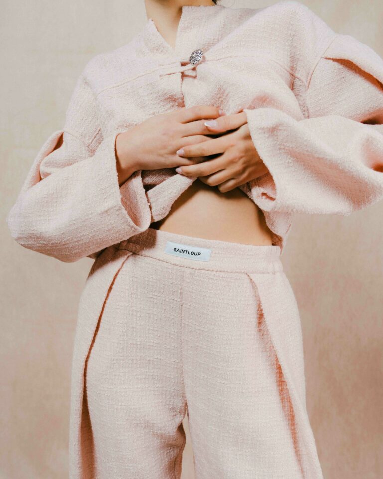 Pantalon Barrel Tweed